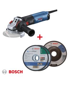 Combo Miniamoladora + 2 discos de corte y 1 disco de desbaste 4 1/2"
